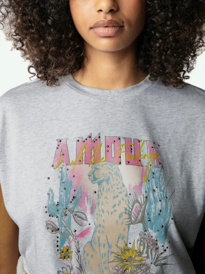 Women Zadig and Voltaire TShirts Tommer Concert Tshirt Gris Chine