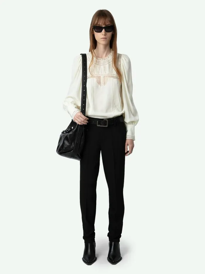 Women Zadig and Voltaire Tops and Shirts Thena 100 Silk Blouse Flake