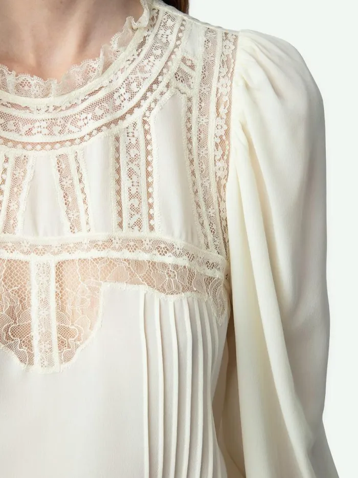 Women Zadig and Voltaire Tops and Shirts Thena 100 Silk Blouse Flake Women Zadig and Voltaire Tops and Shirts Thena 100 Silk Blouse Flake