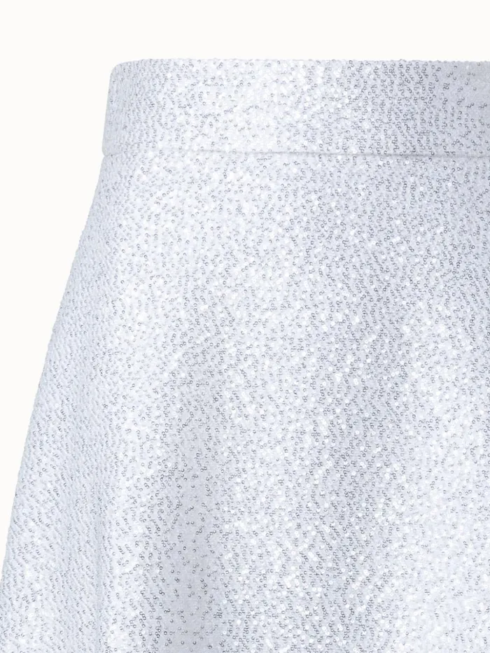Wool Blend Sequins Flared Midi Skirt Ecru Women Akris Skirts