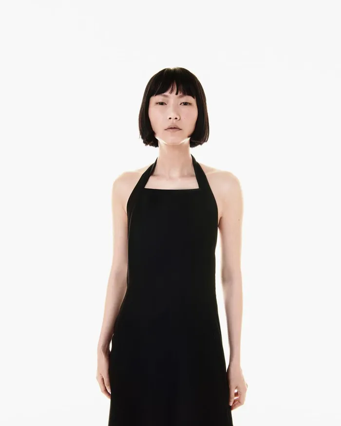 Wool DoubleFace Apron Midi Dress Black Women Akris Dresses