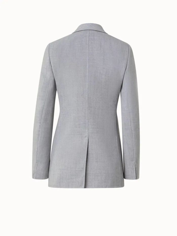 Wool DoubleFace Blazer With Elongated Lapel Silver Women Akris Jackets