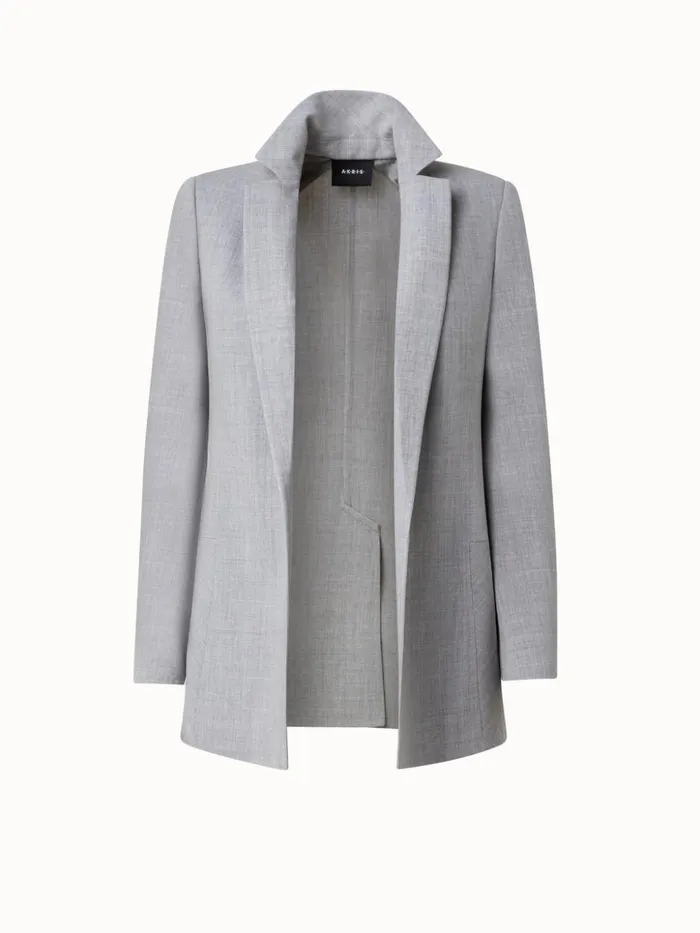 Wool DoubleFace Blazer With Elongated Lapel Silver Women Akris Jackets