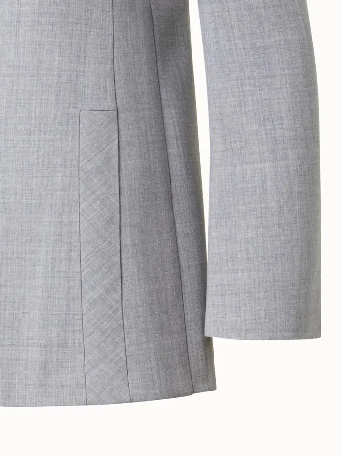 Wool DoubleFace Blazer With Elongated Lapel Silver Women Akris Jackets
