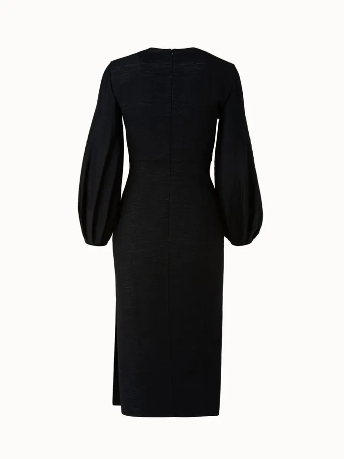 Wool Lurex Double Face Knit Sleeve Dress Black Women Akris Dresses