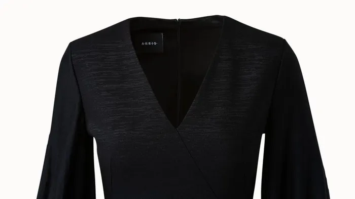 Wool Lurex Double Face Knit Sleeve Dress Black Women Akris Dresses
