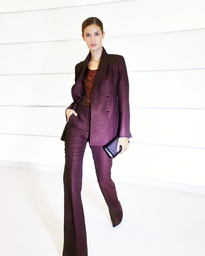 Wool Lurex Double Face Pant Marsala Women Akris Pants