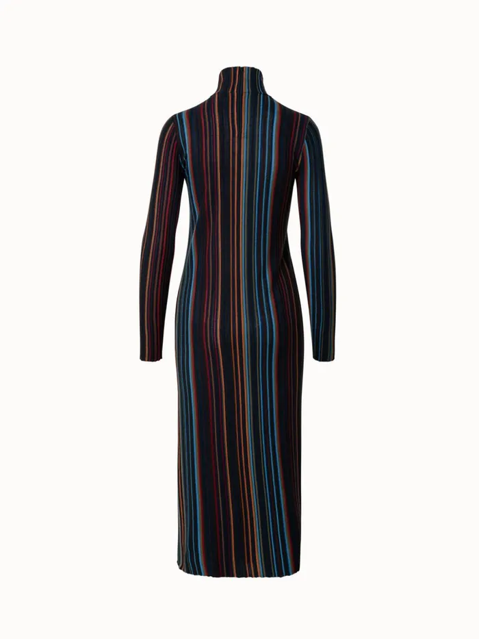 Wool Silk Knit Tube Dress With Small Irregular Stripes Navymulticolor Women Akris Knitwear