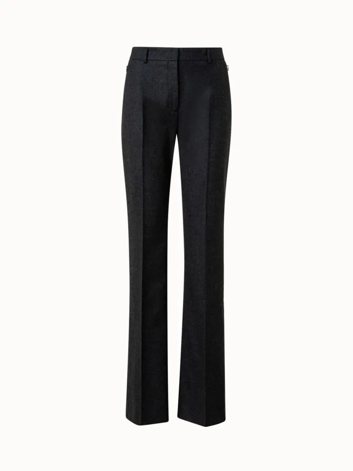 Wool Stretch Flannel Bootcut Pants Charcoal Women Akris Pants