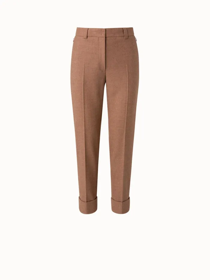 Wool Stretch Flannel Cropped Tapered Pants Vicuna Women Akris Pants