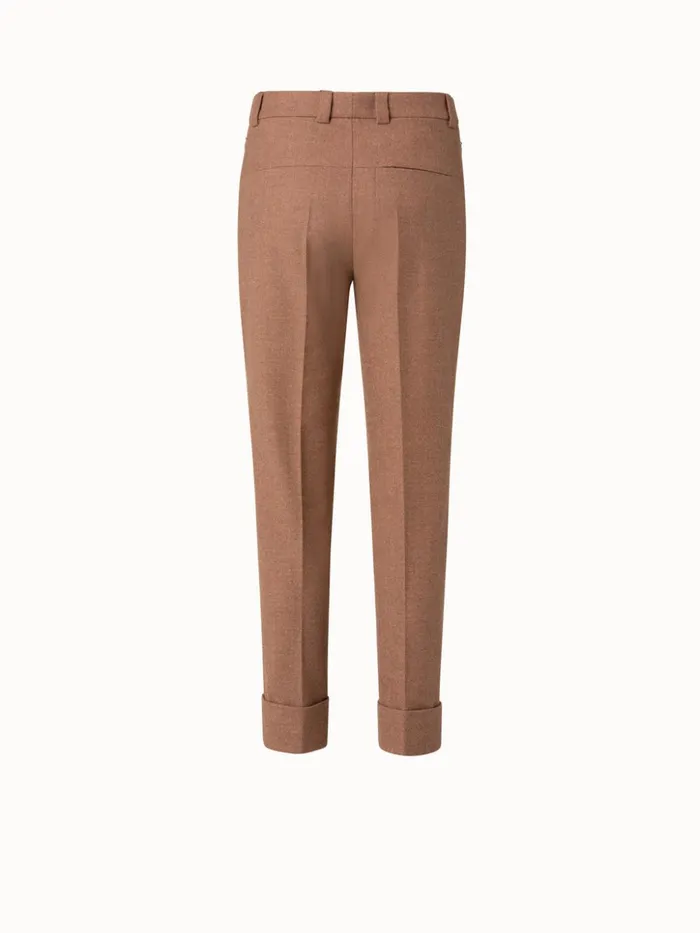 Wool Stretch Flannel Cropped Tapered Pants Vicuna Women Akris Pants