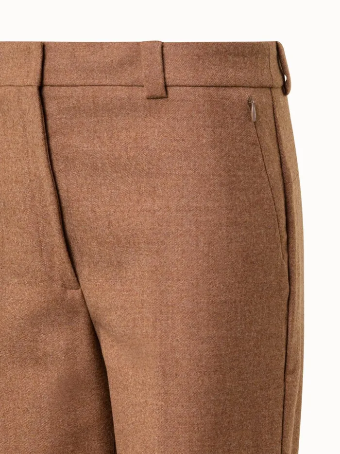 Wool Stretch Flannel Cropped Tapered Pants Vicuna Women Akris Pants