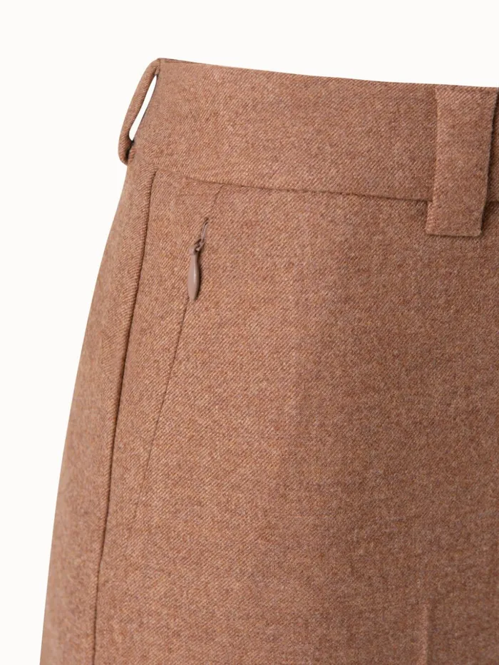 Wool Stretch Flannel Cropped Tapered Pants Vicuna Women Akris Pants