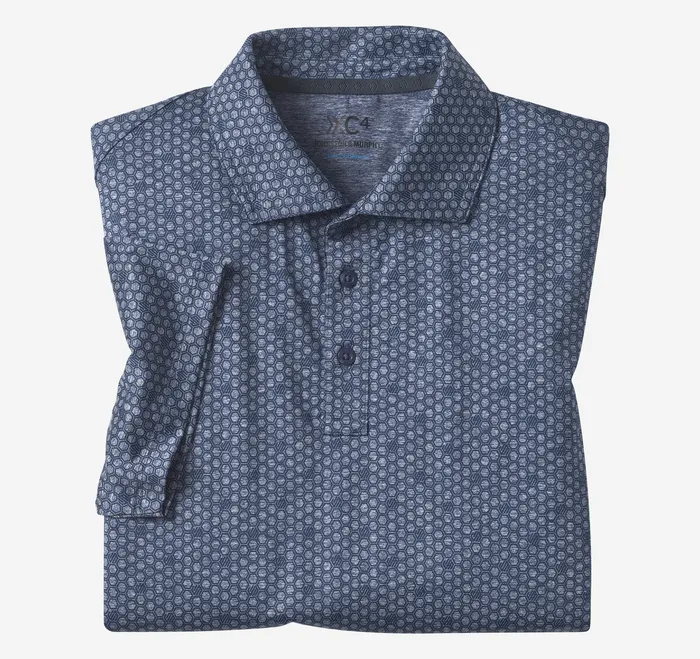 XC4 Performance Print Polos Cool Degree Navy Icon Men Polos and Tees Johnston and Murphy