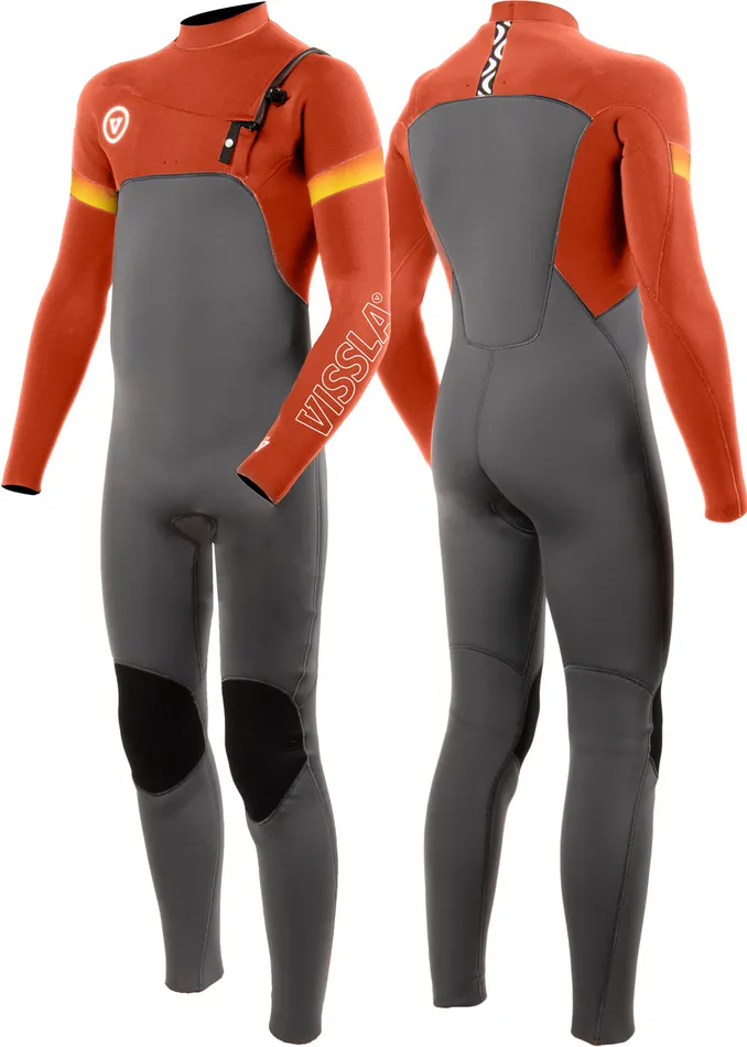 Youth Vissla 7 Seas Boys Raditude 32 Full Chest Zip Wetsuit Rust Wetsuits