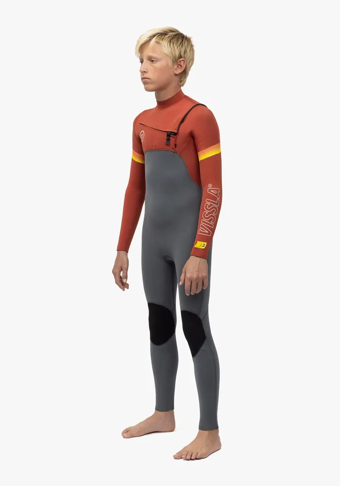 Youth Vissla 7 Seas Boys Raditude 32 Full Chest Zip Wetsuit Rust Wetsuits